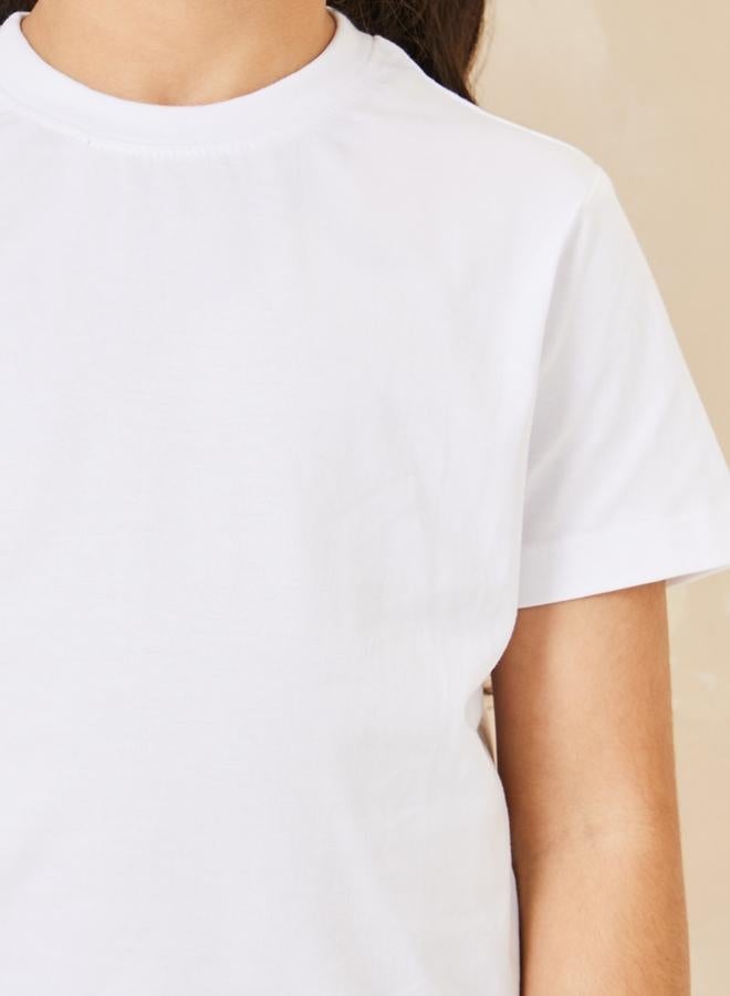 Styli Solid Cotton Round Neck T-Shirt - Image 4